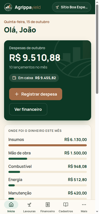 Tela de início no celular