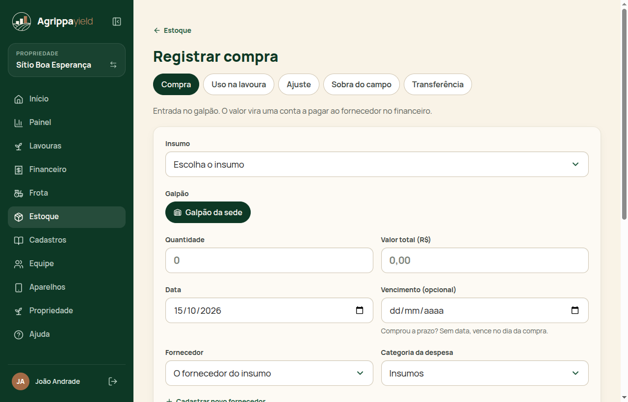Registrar compra