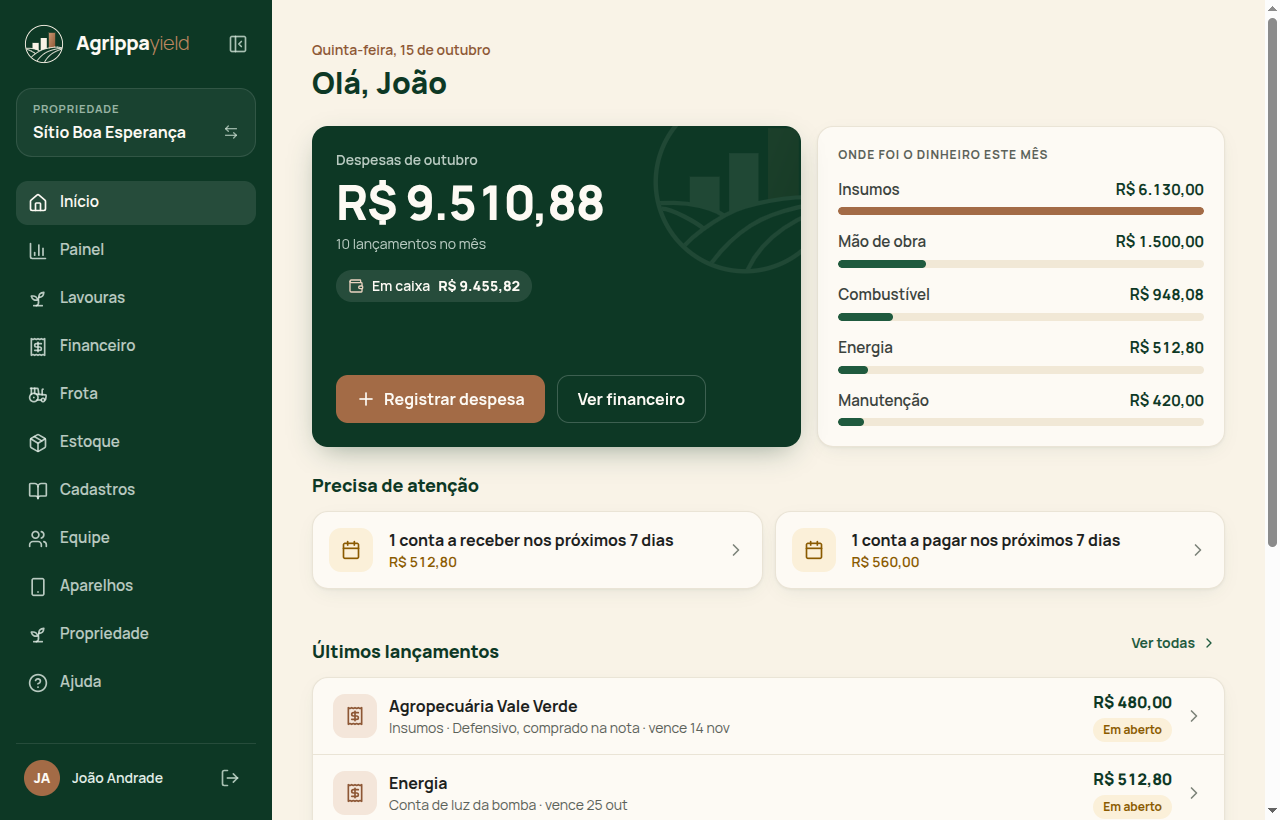 Tela de início no computador